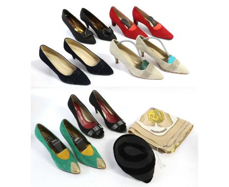 Modern Costume Accessories comprising stone coloured suede Artigiano heels (size 39), matching pair in blue suede (size 39), 