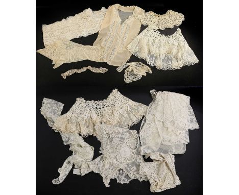 Collection of 19th Century/Early 20th Century Lace comprising a Brussels 'bib shaped' collar, another with large flower heads