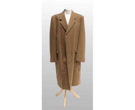 Gents Liberty Camel Cashmere Overcoat, single breasted46" chest, vent to the reverse, some rubbing to the cashmere mainly to 