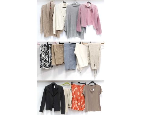 Assorted Modern Ladies Clothing comprising Michael Kors stone coloured wool blend tailored trousers (size 4),Marc Jacobs cora