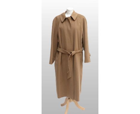 Burberrys Tan Cashmere Collared Overcoat, with hidden button fastenings, pockets, button and tab details to the cuffs and a m