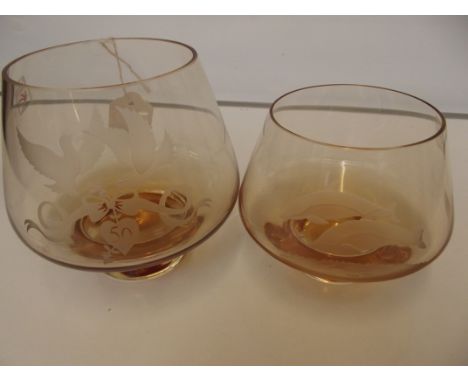 Two Caithness edged bowls 