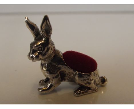 Silver stamped rabbit pin cushion