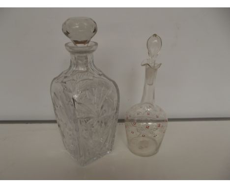 Two decanter, one being cut crystal 