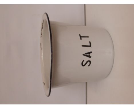White enamel salt pot