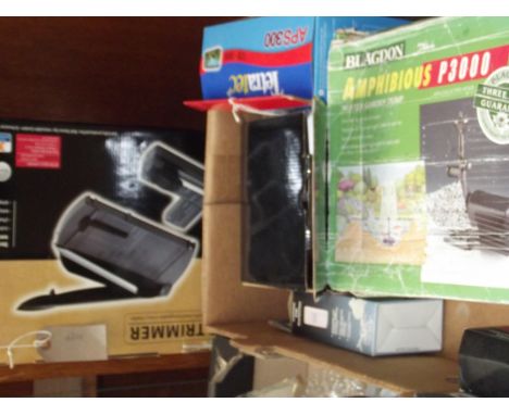 Various item to include a satnav, garden pump etc 