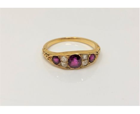 An antique ruby and diamond ring, size L CONDITION REPORT: Apparently unmarked. 2.5g. 