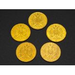 Investment, 5 x Österreich 20 Kronen, 1915 Goldmünzen