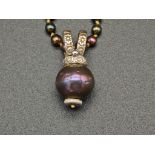 Antike Perlenkette 14K Goldanhänger mit schwarzer Südseeperle und schwarze Südseeperlenkette