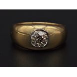 Herrenring 18K Gold Solitair - wunderbarer Diamant - 1,2 ct. - mit Gutachten