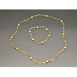 Goldkette und Armband mit Perlen 14K