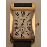 Cartier "American Tank" Herren Armbanduhr in 181 K/750 Gelbgold