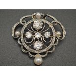 Wunderschöne 18K Brosche im spätviktorianischen Stil mit Diamanten 4,45 ct.- Mit Laborgutachten