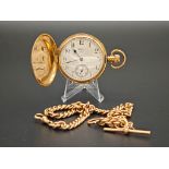 Edle Waltham Taschenuhr mit Kette (Beides 9 Karat Roségold, funktionstüchtig)
