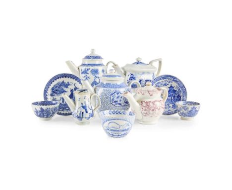  COLLECTION OF MINIATURE TEA WARES MOSTLY 18TH CENTURY comprising a Ridgway ‘Curling Palm, patter teapot, unmarked; a London 