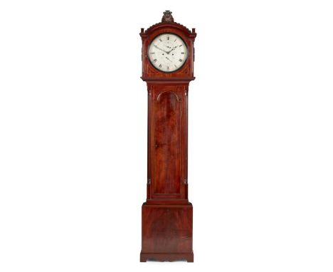  SCOTTISH MAHOGANY DRUMHEAD LONGCASE CLOCK, BY WILLIAM CHISOLME, ABERDEEN EARLY 19TH CENTURY the 12 inch silvered dial with R