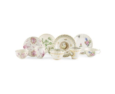  COLLECTION OF ENGLISH PORCELAIN TEAWARE LATE 18TH / EARLY 19TH CENTURY comprising a Worcester polychrome floral painted teac