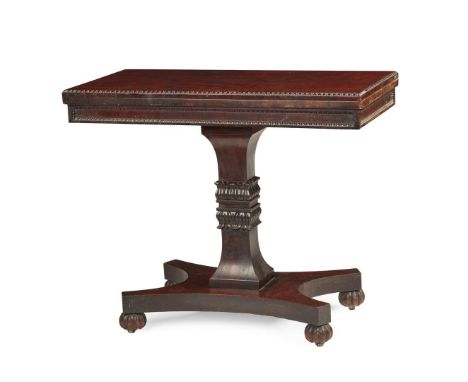  SCOTTISH REGENCY MAHOGANY PEDESTAL CARD TABLE, IN THE MANNER OF WILLIAM TROTTER EARLY 19TH CENTURY the rectangular fold-over