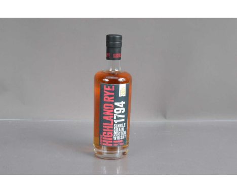 A bottle of Arbikie Highland Rye 1774 single grain Scotch whisky, a 70cl bottle of the 2021 release. Charred American oak mat