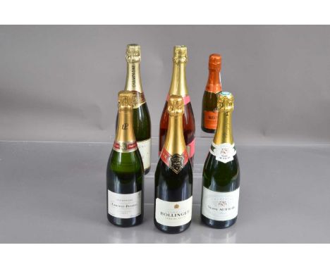 Various bottles of sparkling wine including Bollinger Special Cuvée, and a bottle of Laurent-Perrier non-vintage.