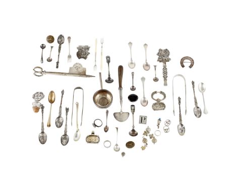 various patterns, including Apostle spoons, Onslow pattern etc; also to include, a pair of white metal candle snuffers, punch