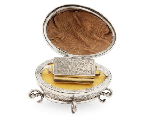 the vinaigrette stamped PA for Roman Aristarkhov, of moulded rectangular form, gilt interior with pierced foliate grill, nest