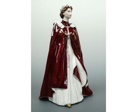 A Royal Worcester figurine in celebration of the Queen's 80th birthday 2006, 23 cm high (free of damage)