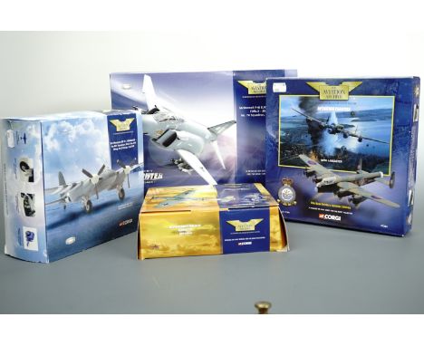 Four Corgi Aviation Archive model planes, A 1:72 scale "Messerschmitt" 109E JG 26 "Schlageter", A 1:72 scale DH Mosquito FB V