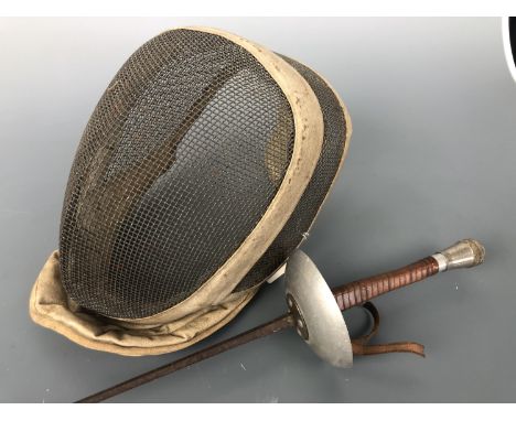 A Vintage fencing foil and mask