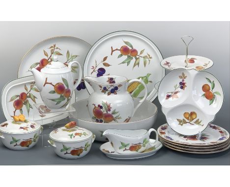 A quantity of Royal Worcester Evesham Vale pattern tea and dinner ware, including a cake stand, jug, hors d'oeuvres and other