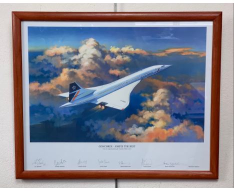 [ Concorde / Autograph ] An art print by Timothy O'Brien "Concorde - Simply the Best" signed by several pilots / captains of 