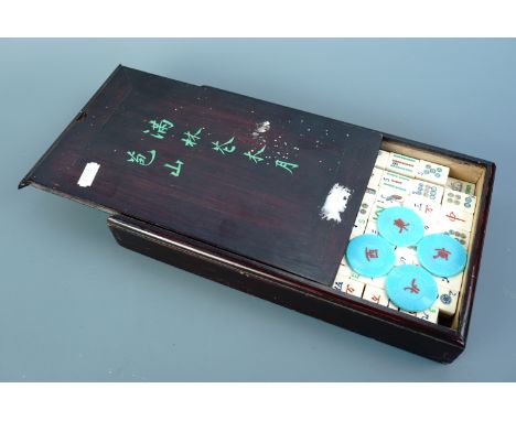 A vintage Chinese Mahjong set, together with instruction manual