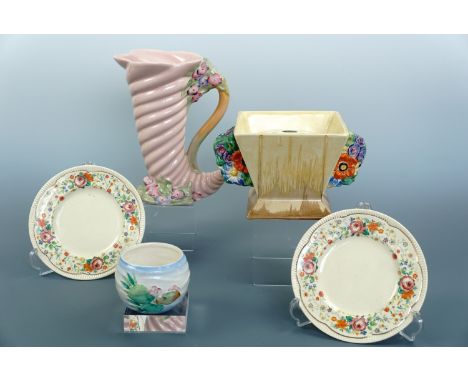 Clarice Cliff ceramics including a flower jug etc