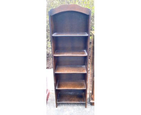 Tall slim 5 shelf bookcases measures approx 55.5" tall 18" wide 8.5" depth