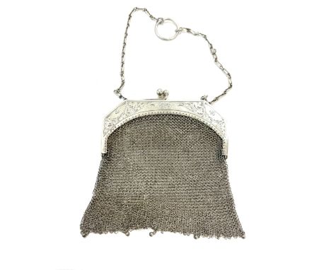 Sterling silver chainmail handbag, approximate weight 83.5g