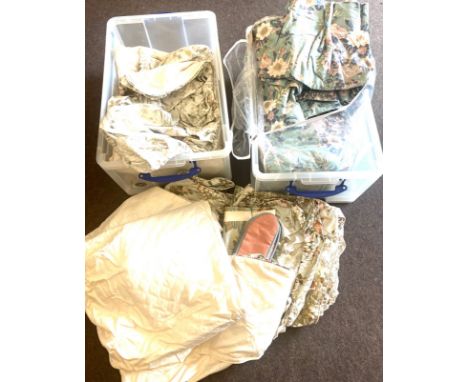 2 Boxes of furniture upholstery material, curtains etc  - boxes not includes