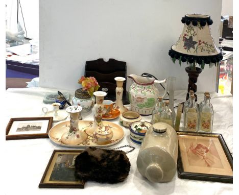 Large selection of vintage items to include pottery, desk inkwell, purses etc 