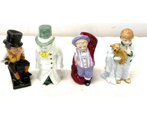 2 Royal Doulton figures and 2 Royal Worcester Candle snuffers