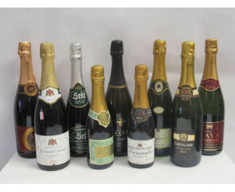 Seven bottles of various Champagne and Sparkling wine including B.de Saint-Allice, Oudinot, Paul de Lavigny Rose-Brut and two