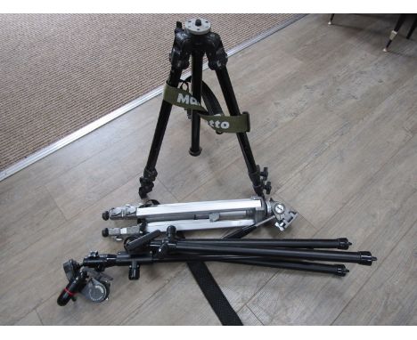 Three camera tripods including Benbo and Manfrotto