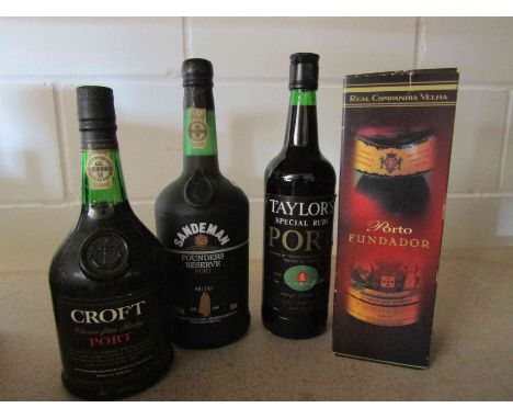 Sandeman Founders Reserve Port, 1ltr, Taylor's Special Ruby Port, 70cl, Real Companha Velha Porto Fundader 750ml boxed, Croft