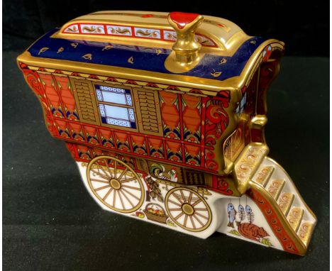 A Royal Crown Derby paperweight, The Ledge Wagon, the first in the series of Gypsy Caravans, specially commissioned by Govier