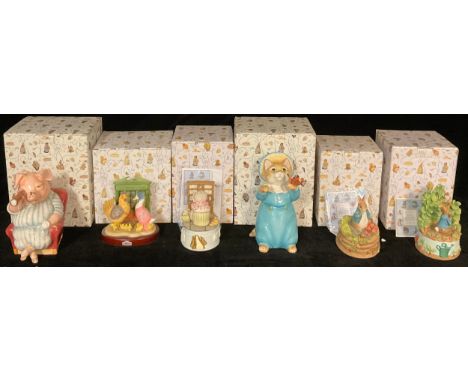 A Border Fine Arts Stusio ceramic money bank, Tom Kitten, A9208, boxed; another, Pig Robinson, A9209; four Border Fine Arts S