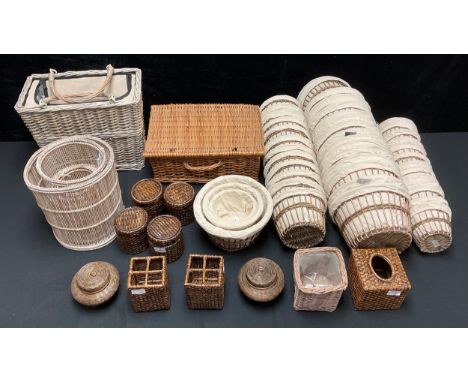 A collection of wicker baskets, hamper, etc, various sizes 