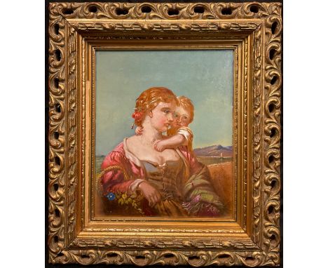 Paul Falconer Poole, attributed to, Mother and child, oil on board, 21cm x 17cm. 