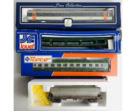 4x HO Scale Rolling Stock - Lima, Jouef, Roco LSM - All Boxed. P&amp;P Group 2 (£18+VAT for the first lot and £3+VAT for subs