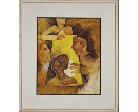 Hema Joshi (Indian, b. 1934)The Documentsigned lower leftgouache on board, glazed and framed 47x40cmProvenance: Acquired by t