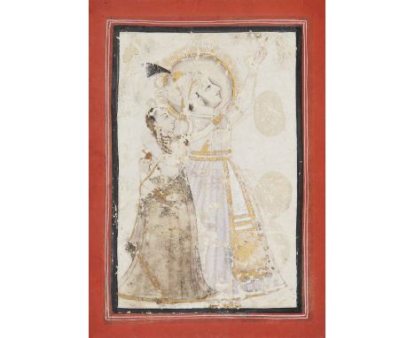 To be Sold without ReserveA Raja and his consort, in the style of Bagta, Devarh, North India, circa 1760, opaque pigments on 