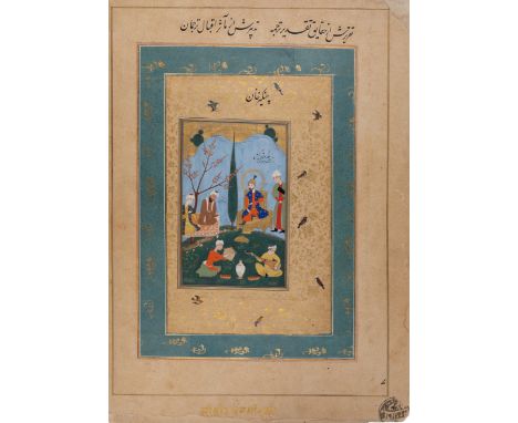 A double-sided album page from the Imperial Mughal Library during the reign of the Emperor Aurangzeb, Herat, 16th century, wi