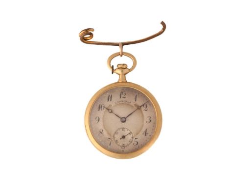 An open-face Longines fob watch, with a keyless wound Swiss-made movement, signed Longines 1924059 in a yellow metal case sta